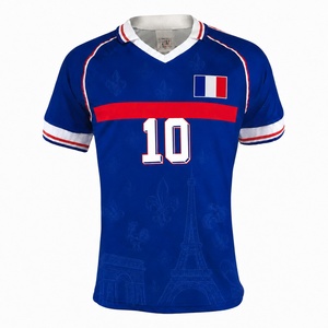 Maillot de football rétro classique 1998-98 de l'équipe nationale de <span class=keywords><strong>France</strong></span>, qualité Thaïlande, domicile et extérieur, pour hommes, T-shirt, haut, tenue de football - Product Image 2