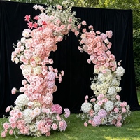 Arche florale en soie personnalisée faite à la main - Fond de scène réaliste en fleurs artificielles imperméable pour mariages et Saint-Valentin