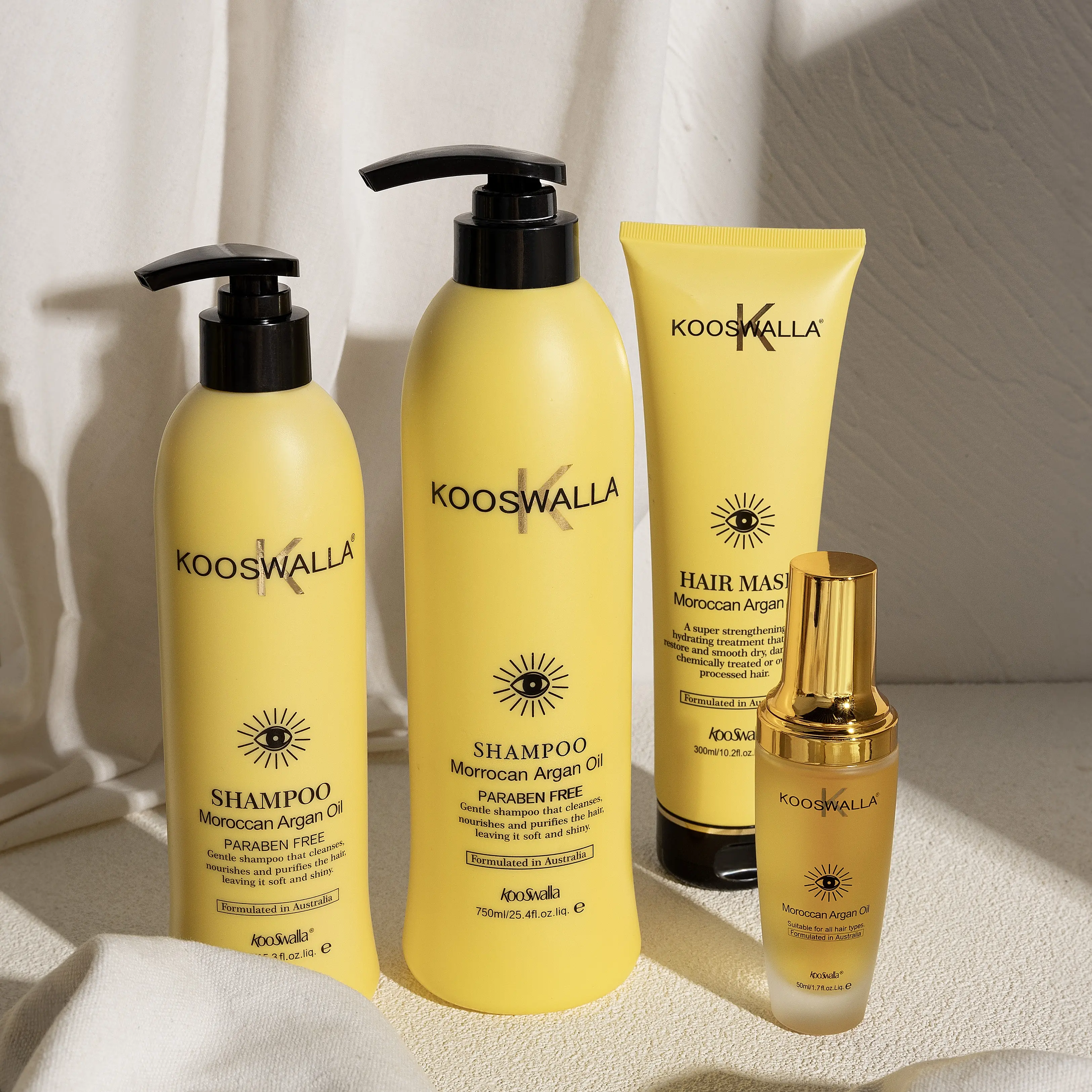 Kooswalla Luxe Haarverzorging Sets Argan Olie/Shampoo/Conditioner/Masker Voor Krullend/4c/Afrika Amerika Haar