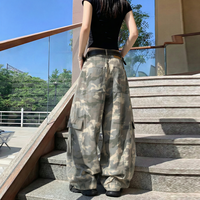 Jean camouflage vintage style américain, design homme et femme, pantalon large décontracté, salopette taille haute