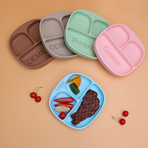 Plato <span class=keywords><strong>de</strong></span> succión <span class=keywords><strong>de</strong></span> alimentación independiente para niños pequeños irrompibles, juego <span class=keywords><strong>de</strong></span> platos <span class=keywords><strong>de</strong></span> agarre para bebé, plato <span class=keywords><strong>de</strong></span> silicona dividido sin BPA para bebé - Product Image 3