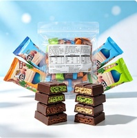 Cokelat Padat Gaya Dubai Rasa Pistachio Hazelnut & Kelapa, Kemasan Individual 40g, Cokelat Isi