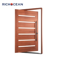 Portes d'entrée en bois et verre RICHOCEAN, résistantes aux intempéries, en teck de luxe, porte d'entrée pour villa, économie d'énergie