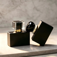 Flacon de parfum en verre transparent de luxe noir de 50 ml, flacon vide de 50 ml avec logo personnalisé en relief, vaporisateur à pompe, boîte, impression à l'écran