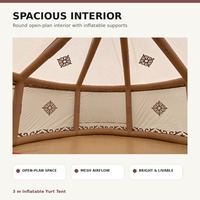Tente yourte gonflable 3m en tissu Oxford imperméable, abri de glamping à colonnes d'air pour 5 personnes et plus
