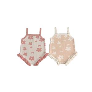 Nieuwe Zomer Stijl Baby Rompertjes Meisje Katoenen Baby Kleding Gebreide Trui Stof Kruipen Pak Bloemen Lieve Baby Jumpsuit - Product Image 5