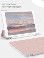 Étui transparent avec porte-crayon en TPU et en cuir PU pour iPad 10.2 2019 pour iPad 7 7ème génération