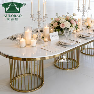 Table à manger moderne convertible luxueuse en laiton doré pour 8 personnes, pour mariage, maison, hôtel - Product Image 4