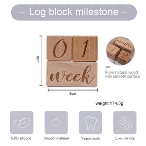Creative <b>Wooden</b> Building <b>Blocks</b> for Newborn Photography Props Laser Cut Carved Monthly Milestone Cards Baby Gift Mother's Day - Product Image 3