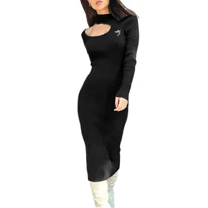 Blank T Shirt Dress SMO Maxi T-shirt Dress Long Sleeve Black Bodycon Maxi Dress