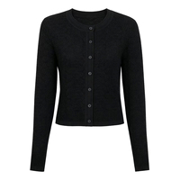 Ensemble femme 26261 : Cardigan tricoté boutonné ajouré à manches longues et robe sans manches asymétrique ajustée – Nouvelle collection automne de haute qualité