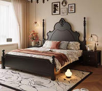 Lit double de luxe de style américain JY-B028, style rétro français haut de gamme, en bois massif pour chambre principale, lit de rangement moderne