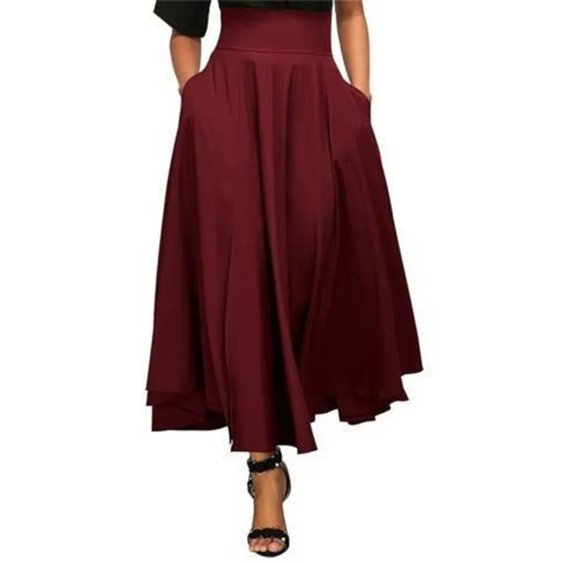 Sidiou समूह फैशन उच्च कमर लंबी स्कर्ट प्लस आकार महिला स्कर्ट अनियमित महिलाओं के Pleated स्कर्ट महिलाओं