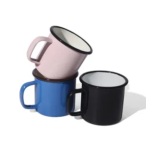 Taza de Camping de café esmaltada por sublimación, personalizada, con impresión de logotipo, 350ml, venta al por mayor