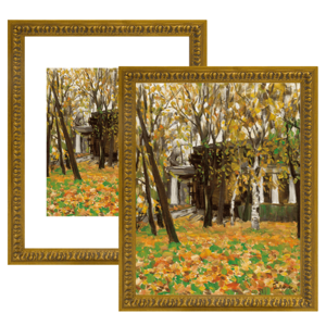 Cadre photo <span class=keywords><strong>PS</strong></span> élégant en or pour décoration de maison et de bureau en matière plastique avec art de forêt d'automne remplaçable et photos personnelles - Product Image 1