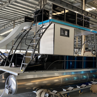 Bateau de pêche ponton double pont en aluminium de luxe, fabriqué directement par le fabricant, avec toboggan