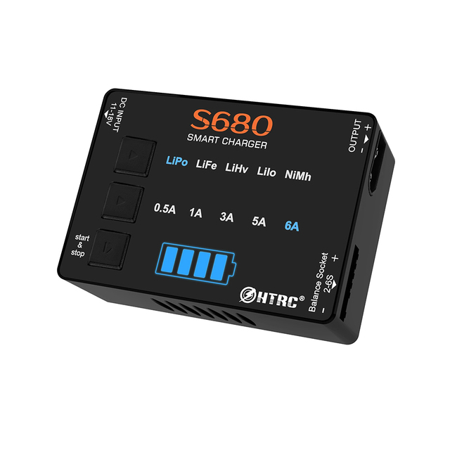 HTRC S680 Mini Smart 80W 6A AC DC Battery Charger 1-6S RC Optimized for Lipo/Life/LiHv/Lilon/NiMh Batteries Electric OTP Balance