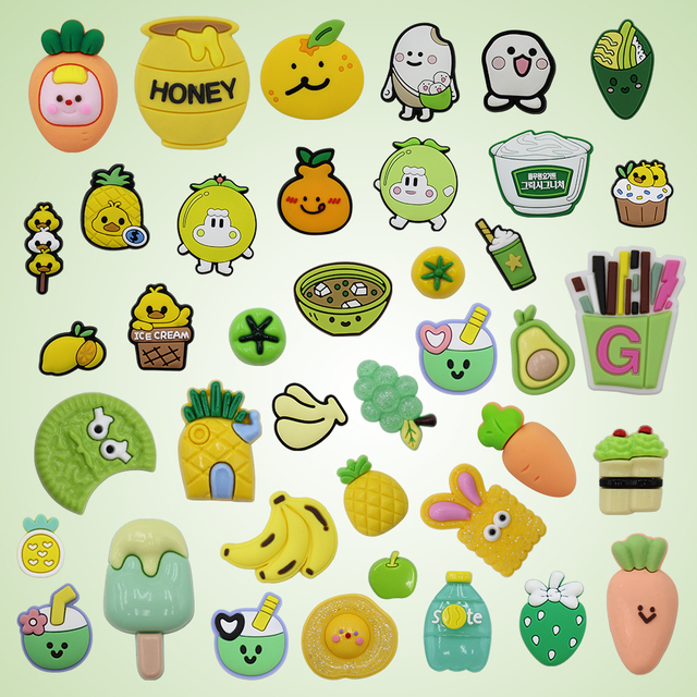 Unisex Eco-friendly PVC Clog Charm Shoe Decorations Cute Food Design Personalized Green Fruit Custom Bulk