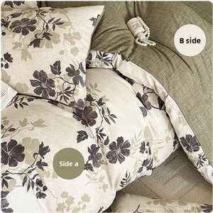 Parure <span class=keywords><strong>de</strong></span> lit en polycoton, imprimé lin lavé, couleur unie, style vintage, 4 pièces, <span class=keywords><strong>housse</strong></span> <span class=keywords><strong>de</strong></span> <span class=keywords><strong>couette</strong></span> et drap-<span class=keywords><strong>housse</strong></span> pour hôtel et maison - Product Image 5