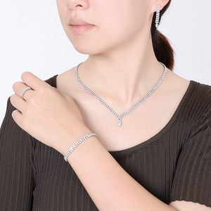 Moda elegante oro rosa diamante mujer joyería conjunto collar pendientes pulsera anillo 4 piezas Echsio BN8533 - Product Image 2