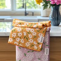 Serviettes de cuisine à imprimé floral multicolore, motif marguerite et hortensia, serviettes douces et absorbantes pour la cuisine et la salle de bain, logo personnalisé
