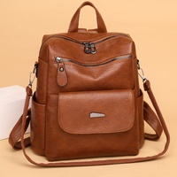 Sac à dos vintage de haute qualité en cuir PU pour femme avec fermeture éclair, sacs à bandoulière décontractés pour voyages, pour femmes et pour l'école des filles