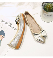 Chaussures plates personnalisées pour femmes en cuir souple brillant à bout pointu avec nœud, magnifiques escarpins plats pour dames