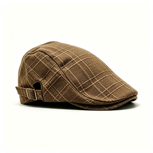 Casquette plate à carreaux pour femme, style vintage, béret gavroche, avec boucle réglable, motif écossais rétro, pour le printemps, l'automne, les occasions décontractées et les fêtes, logo personnalisable - Product Image 3