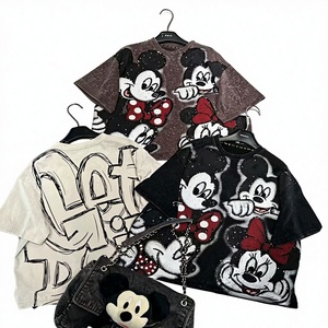 T-shirt da <span class=keywords><strong>donna</strong></span> con simpatico cartone animato di Topolino, in morbido cotone traspirante, stile casual, per l'estate, abbinabile a gonne e pantaloncini in <span class=keywords><strong>jeans</strong></span>. - Product Image 3