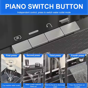 Tiktok New Trend <strong>Stepped</strong> Design Easy to Clean Multi-function Waterfall <strong>Kitchen</strong> Faucet Sink With Digital Display - Product Image 4