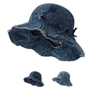Sombrero de Pescador de Mezclilla con Lazo Coreano de Primera Calidad, Gorra de Sol Moderna para Mujer - Product Image 1