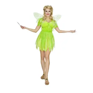 여성 엘프 드레스 날개 파티 코스프레 요정 녹색 엘프 여성 드레스 의상