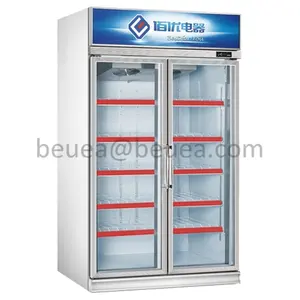 Refrigerador Comercial Duas Portas De Vidro Cooler Showcase Chiller Vertical Exibição Bebidas Refrigerador Refrigerador Gabinete Bebidas Chill