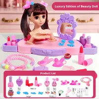 Ensemble de jeu de maquillage et de déguisement pour filles de 4 à 6 ans, avec coiffeuse de princesse en plastique de marque HDX, lumières simulées, pour le jeu d'imitation transfrontalier