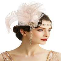 Serre-tête Fascinator à Plumes pour Femme, Coiffe de Mariée, Chapeau pour Mariage, Cocktail, Tea Party, Accessoire Cheveux pour Déguisement Derby Gatsby