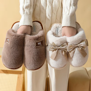 Wholesale Brand New Spring Cotton for <b>Slippers</b> Winter Lace Bow Lightweight Soft Home Use Embroidered Logo Non-Slip Fast Shipping - Product Image 6