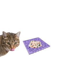 Tapis d'alimentation carrés en silicone écologiques à motif chiot mignon avec ventouses pour chats, chiens et petits animaux – Gamelles anti-glouton