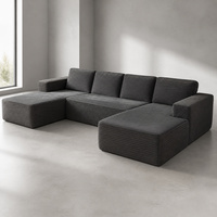 Canapé d'angle moderne en tissu velours côtelé, ensemble modulable de luxe pour salon de villa