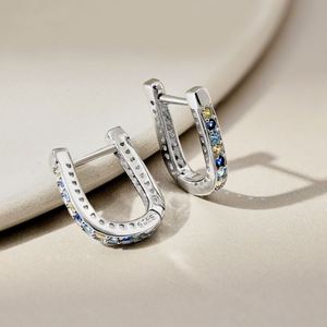 Dylam Dainty 925 Sterling <b>Silver</b> Rhodium Plated Hypoallergenic Fine Jewelry Dress up Colorful 5A Cubic Zirconia <b>Hoop</b> Earrings - Product Image 6