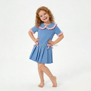 Robe de yoga pour filles, style col en dentelle avec nœud décoratif, short intégré, pour l'école, les activités de plein air et le quotidien, personnalisation en petite série - Product Image 2