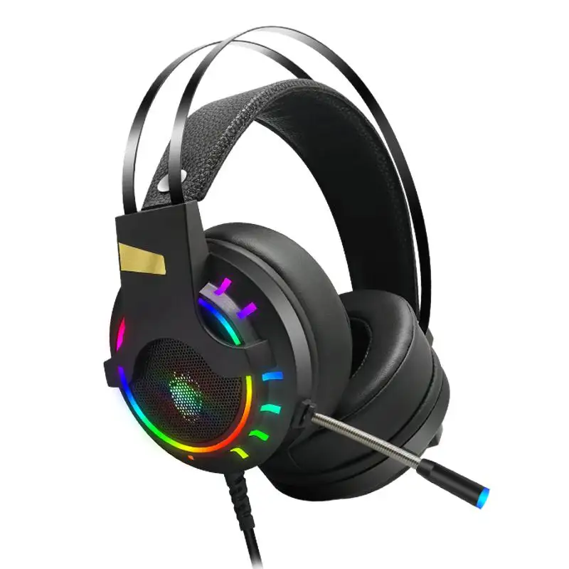 K3 Stereo Gaming Headset Over-Ear Headphones with Noise Canceling Mic, Soft Breathing Earmuffs, LED Light, Volume Control