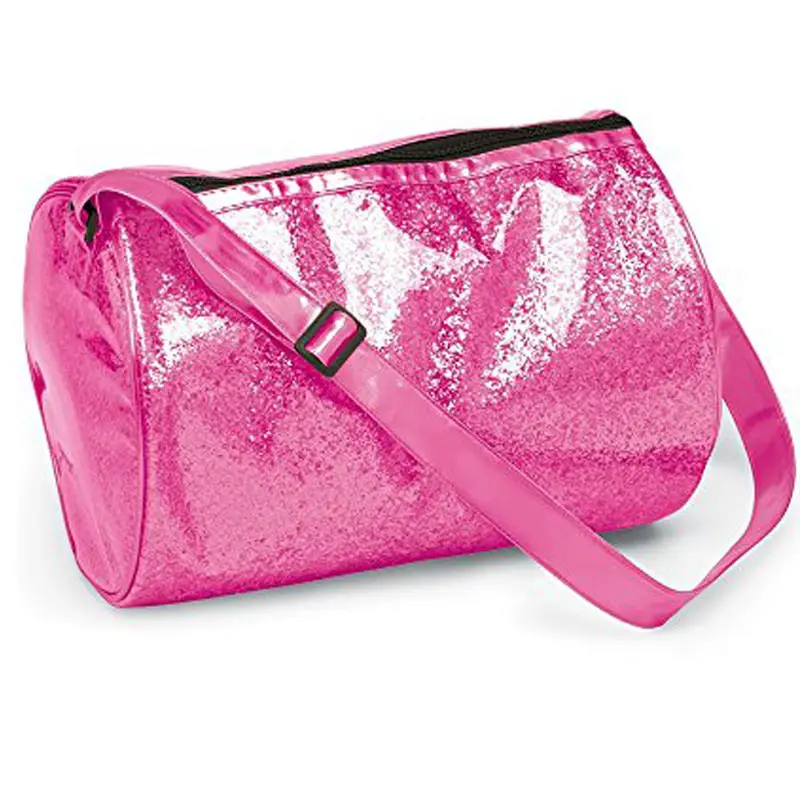 Bolsa de lona de baile con purpurina para niña al por mayor, bolsas de lona de baile rosa para niños