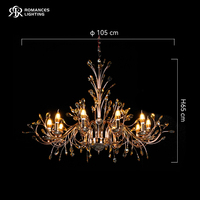Lustre de plafond de luxe en métal doré et argenté de haute qualité avec pendentif en cristal pour la décoration d'événements de mariage
