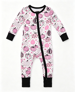 Custom Casual Fall Pumpkin Print Little Girls Pajamas 2 Pieces Clothes Outfits Baby Sleepers Wholesale Boutique <b>Sister</b> Clothes - Product Image 2