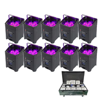 10 projecteurs LED sans fil 6*18W à batterie DMX pour événements de bar/scène, 10 unités/valise de transport