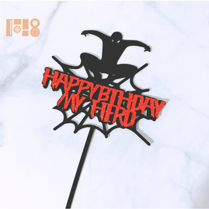 Décoration de gâteau d'<span class=keywords><strong>anniversaire</strong></span> Super héros Spiderman, pics pour cupcakes, dessin animé Joyeux <span class=keywords><strong>anniversaire</strong></span> Mon héros, décorations de gâteau en acrylique - Product Image 4