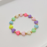 Doux arc-en-ciel macaron étoile coeur avec 14K plaqué or perles Bracelet personnalisé rose lettre perles Bracelet pour les filles