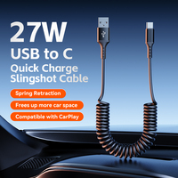 OEM Personnalisé Chargement de Voiture USB Type C Câbles de Téléphone et Chargeurs Cordon Câble Ressort Accessoire de Voiture Câble USB C