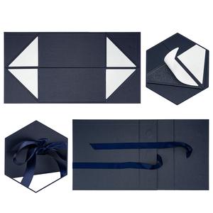 Boîte cadeau de luxe pour la fête des pères, boîte cadeau pliable avec fermeture magnétique, impression dorée à chaud avec ruban - Product Image 4