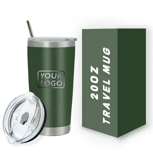 Gelas tumbler logo kustom tumbler kopi terisolasi vakum dinding ganda 20oz tumbler stainless steel